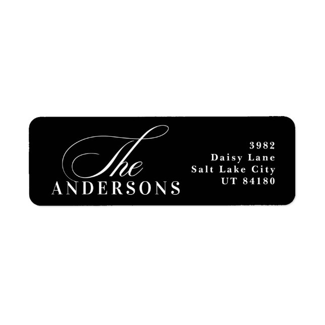 Noël Étiquette de adresse noir simple (Devant)