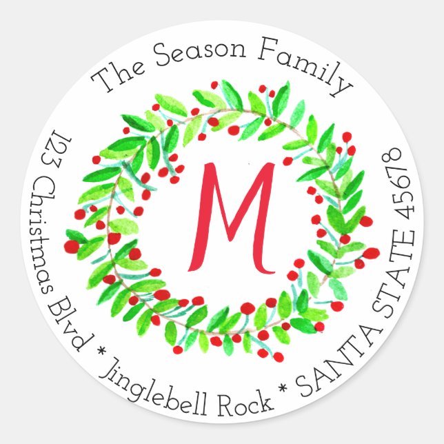 Noël Étiquette Monogram personnalisable (Devant)