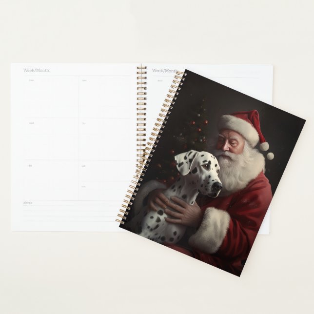Noël festif Dalmatien avec le Père Noël (Devant avec enveloppe)
