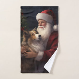 Noël festif de Shetland Sheepdog Père Noël