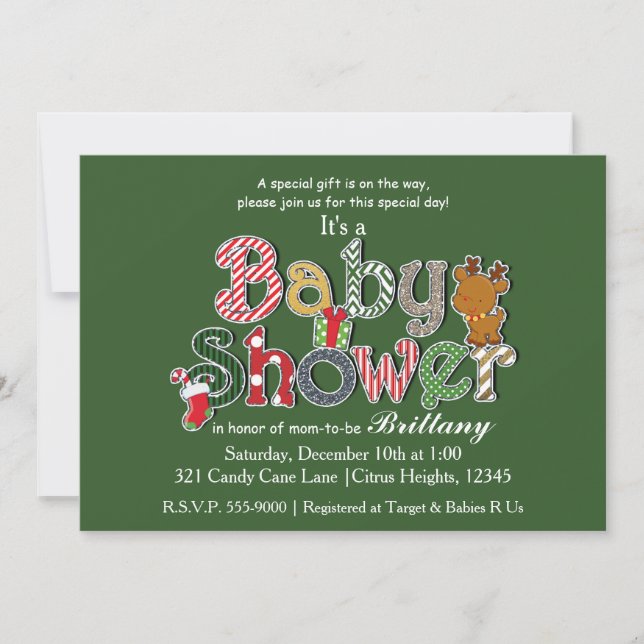 Noël Festive BÉBÉ DOUCHE Invitations (Devant)