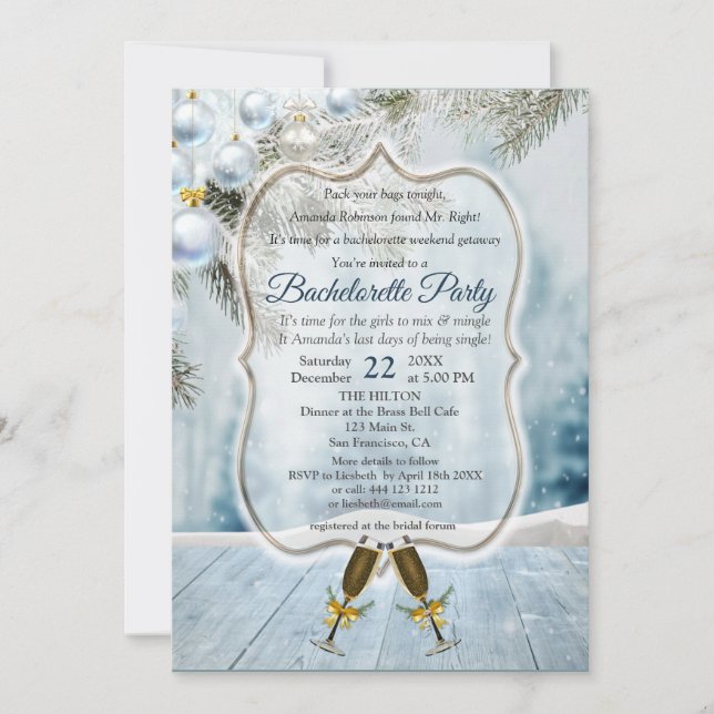 Noël Fête Bachelorette Invitation (Devant)