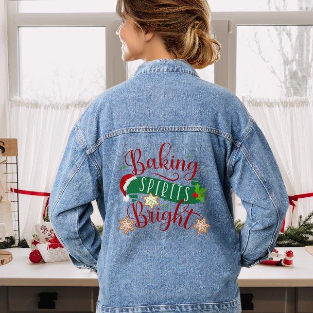 Noël Fête de pâtisserie Spirits brillant (Christmas Holiday Baking Spirits Bright Festive Denim Jacket)