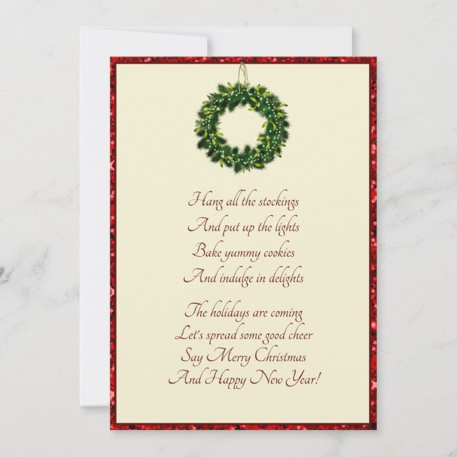 Noël Fête Elégante carte de couronne de Noël (Devant)
