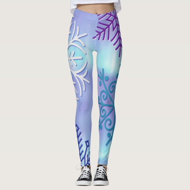 Noël Fête Flambeau de neige Hiver Art Leggings (Devant)