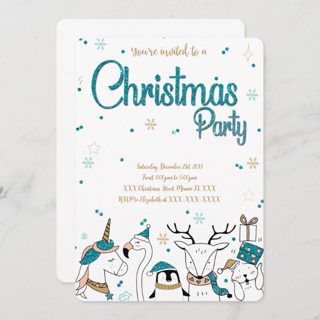 Noël Fête Invitation (Devant / Derrière)