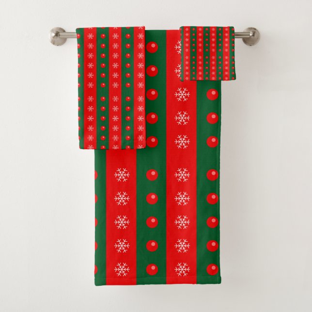 Noël Fête Rouge Vert Snowflakes Ornement (En situation)