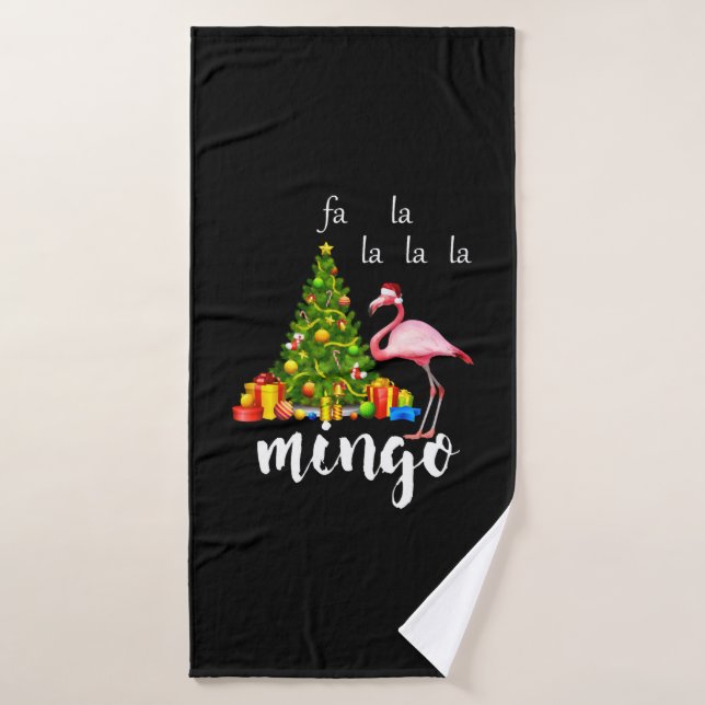 Noël Flamant rose rose Santa Hat imprimé (Serviette de bain)