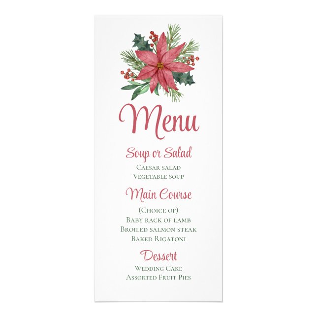 Noël Floral Poinsettia Menu Mariage d'hiver (Devant)