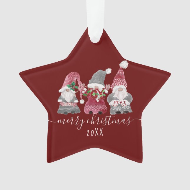 Noël Gnome Love Joie Paix Script Family Photo (devant)
