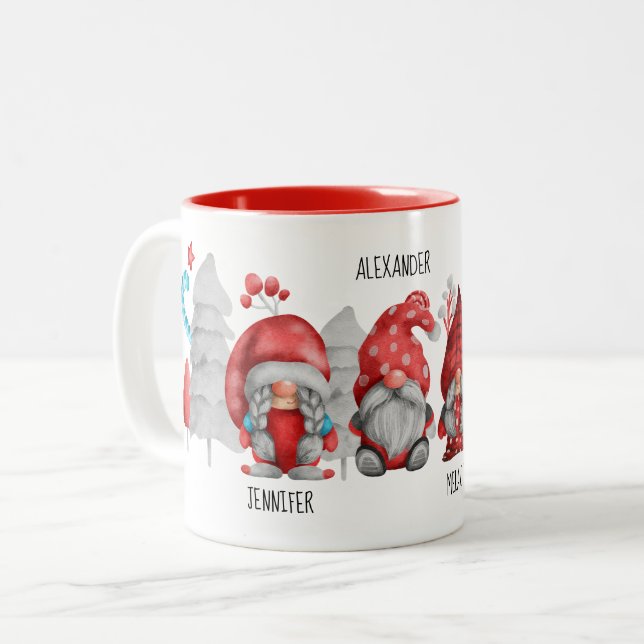 Noël Gnomes Famille amis Mug (Devant gauche)