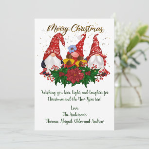 Noël Gnomes Poinsettia Carte de Noël tendance