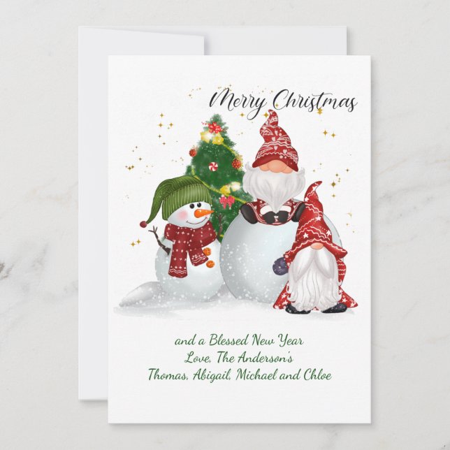 Noël Gnomes Snowmen Carte de Noël (Devant)