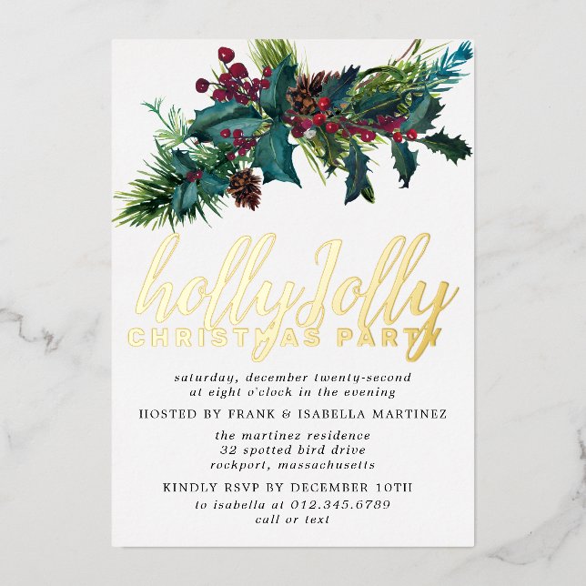 Noël Gold Foil Invitation Postcarc (Recto)
