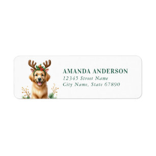 Noël Golden Retriever Retourner Adresse Étiquettes
