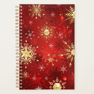 Noël Golden Snowflakes sur Arrière - plan rouge