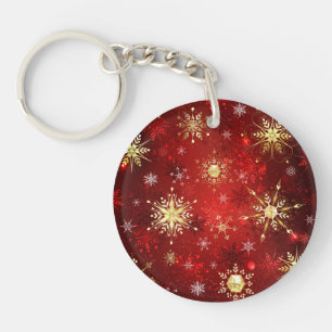 Noël Golden Snowflakes sur Arrière - plan rouge