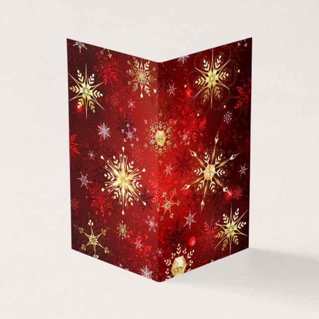 Noël Golden Snowflakes sur Arrière - plan rouge (Outside)