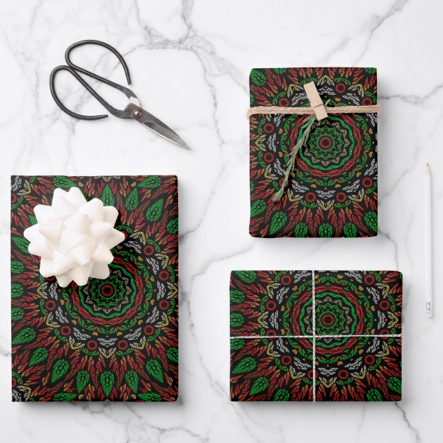 Noël gothique verre tendu Feuille Mandala (Recto)