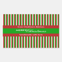 Noël Grandes vertes Cuisine Étiquette Rectangle