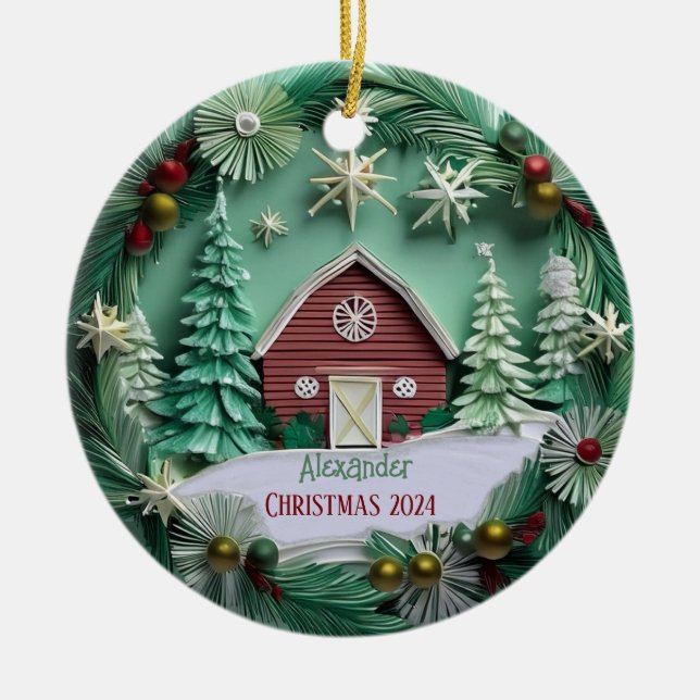 Noël Grange Ornement personnalisé (Devant)