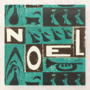 Noel Green Blockdruck Glasuntersetzer