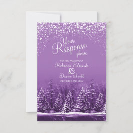 Noël hiver mariage arbres violet réponse carte