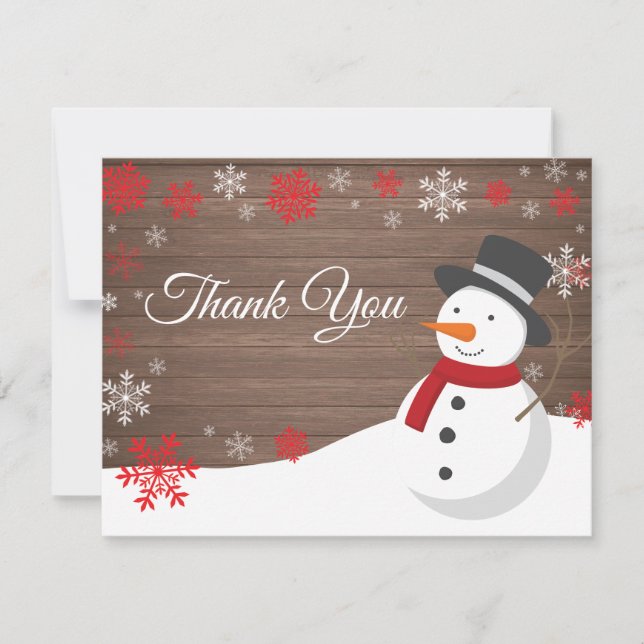 Noël hiver Snowman Carte de remerciements (Devant)