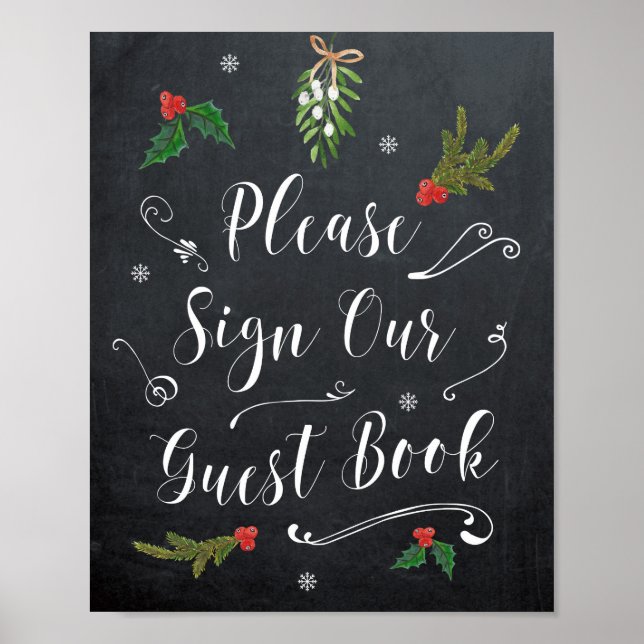 Noël hiver vacances mariage signe du livre d'or (Devant)