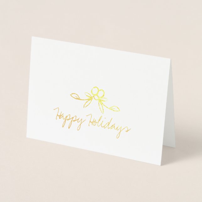 Noël Holly Joyeux Vacances Etched Carte Foil (Devant)