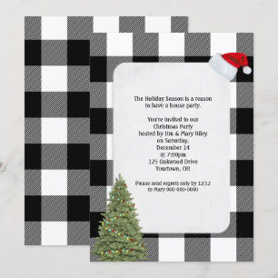 Noël Invitation buffalo conception plaid