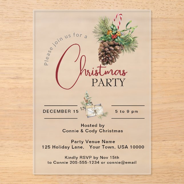 NOËL INVITATION PARTI, PINE CONE & SUCRE DE CANNE (Recto)