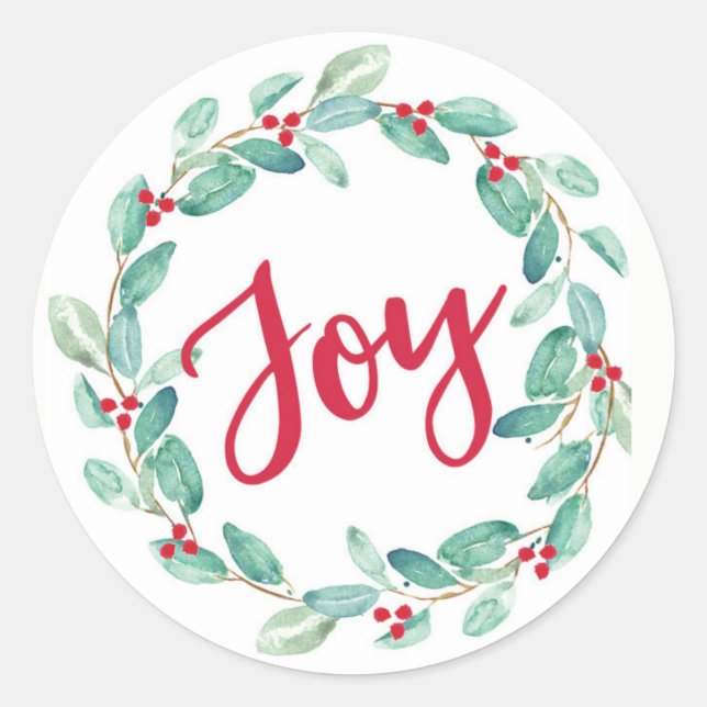 Noël Joie aquarelle autocollants de couronne (Devant)