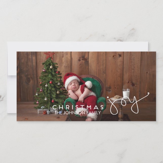 Noël Joy Carte photo | Lettre main (Devant)