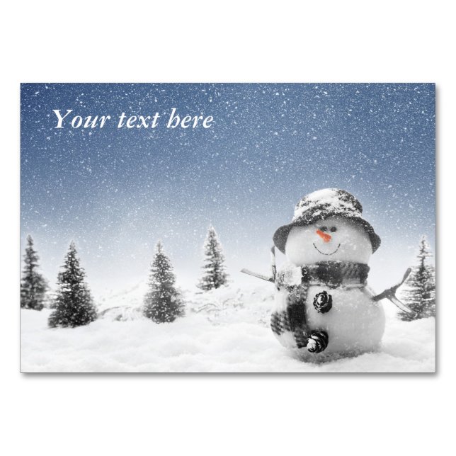 Noël joyeux bonhomme de neige carte de table (Devant)