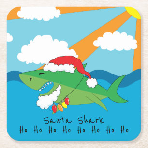 Noël Joyeux Père Noël Shark Carré Dessous de verre