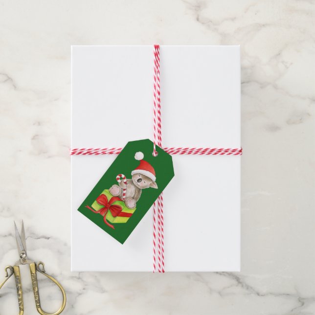 Noël Koala avec étiquette cadeau sucre de canne (Avec de la ficelle)