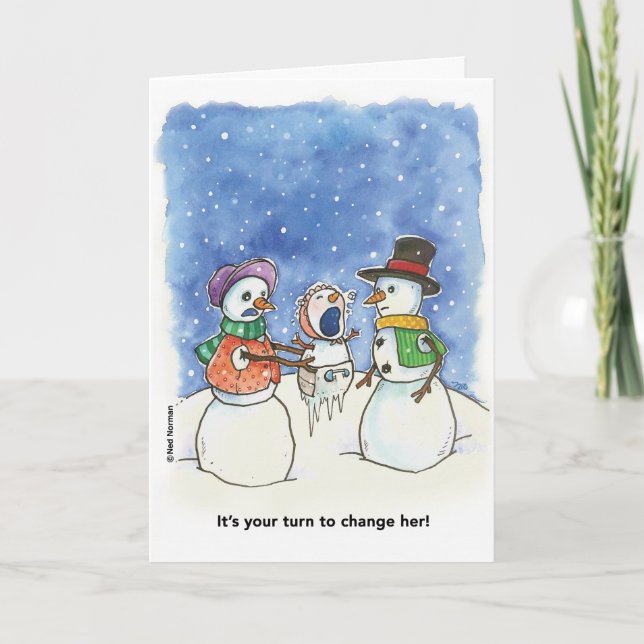 Noël :  Le couple de neige Parents la carte (Devant)