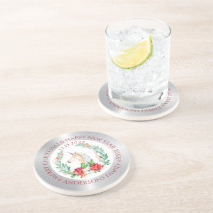 Noël licorne argent et blanc dessous de verre fron