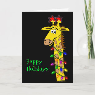 Noël lunatique de girafe drôle avec la carte de