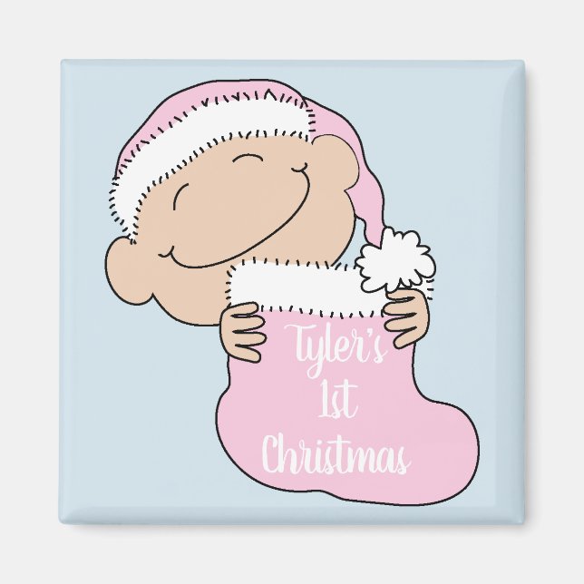 Noël Magnet Carré Baby First ChristmasPink (Devant)
