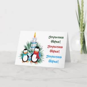 Noël manchots et bougie cartes
