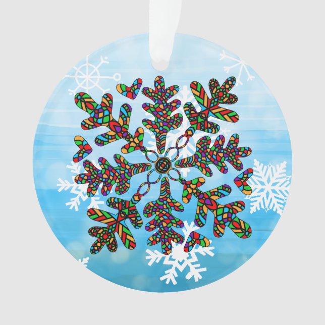 Noël Mandala de Noël de Flamme de neige en verre (devant)