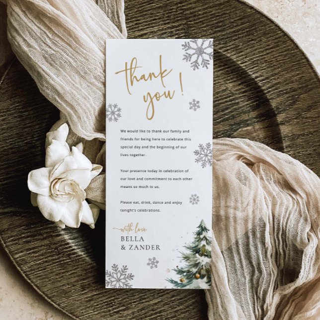 Noël Mariage d'hiver Merci Carte Place (Créateur téléchargé)