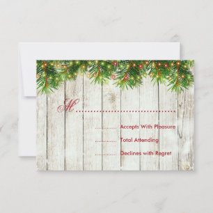 Noel Mariage RSVP Arbre, Lumières et Ruban Rouge
