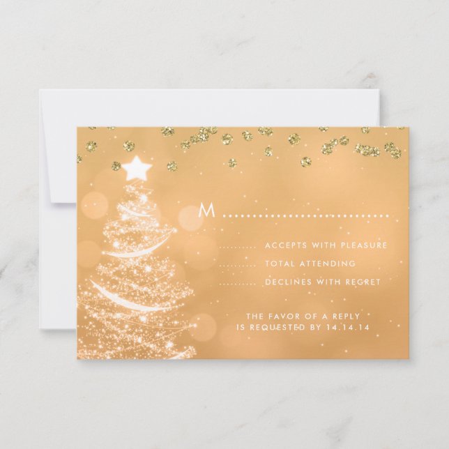 Noel Mariage RSVP Sparkle Tree Gold (Devant)