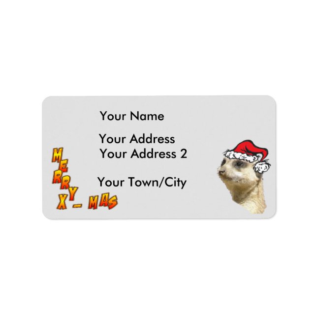 Noël Meerkat Étiquettes de adresse personnalisable (Devant)