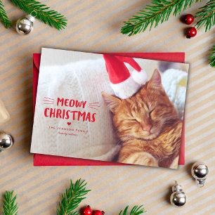 Noël Meowy   Cute Cat Holiday Carte photo