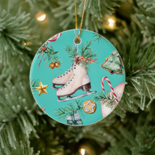 Noël Mer Vert Cookies Pins Patinage Ornement