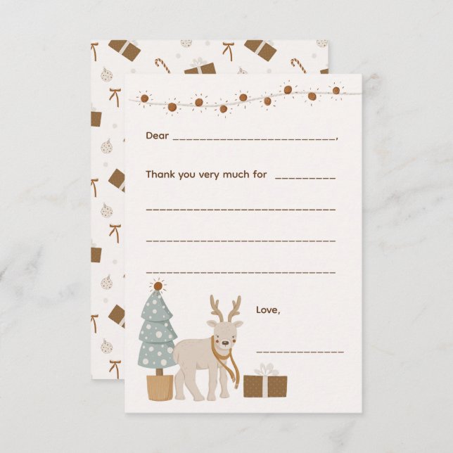 Noël Merci note / remplir la carte blanche (Devant / Derrière)